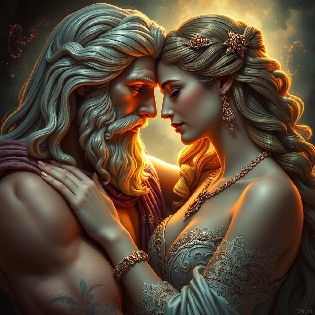 Zeus and Hera, an Elegant Art Nouveau Portrait