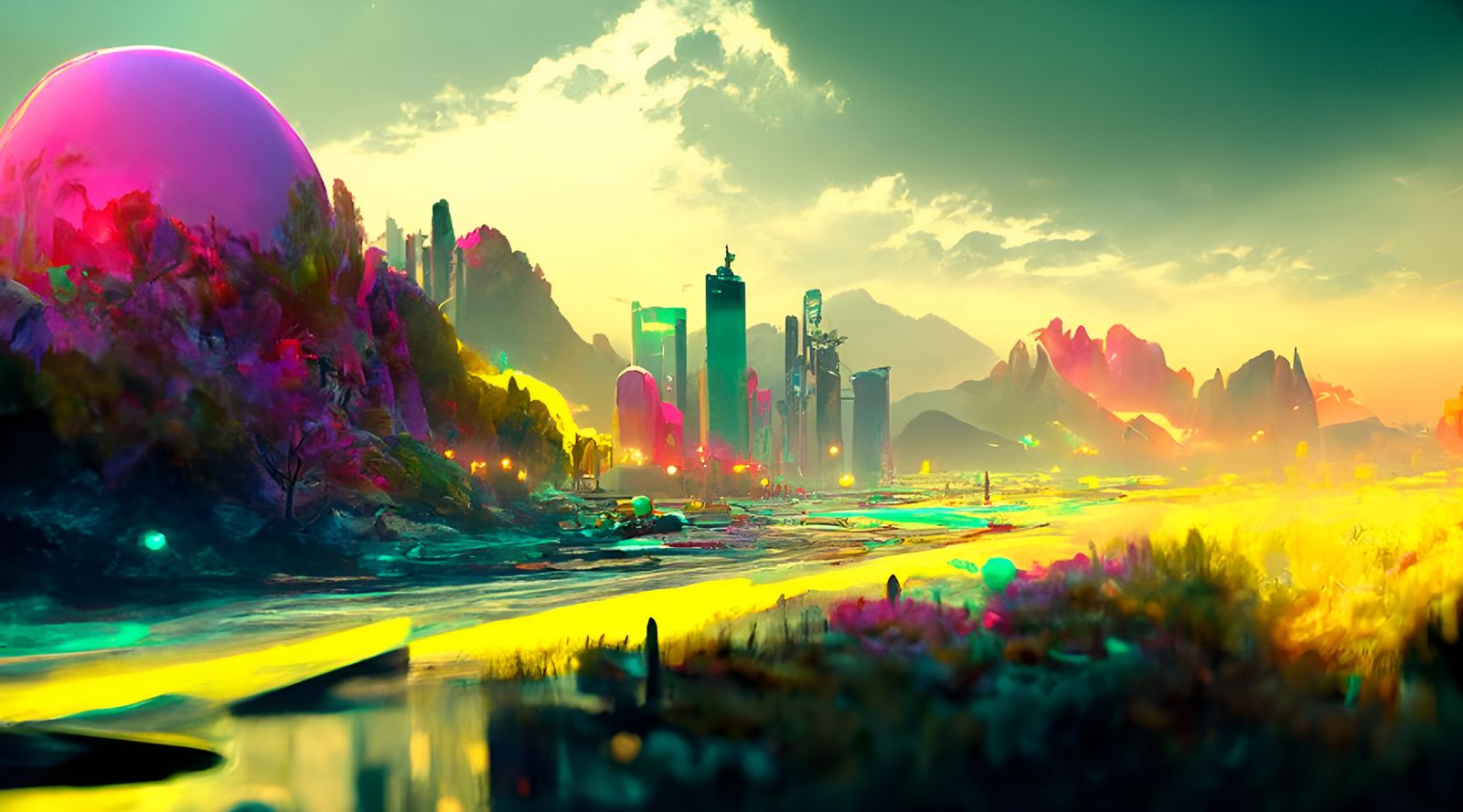 Epic Hyperdetailed Neon Cityscape at Night in the Spirit of...