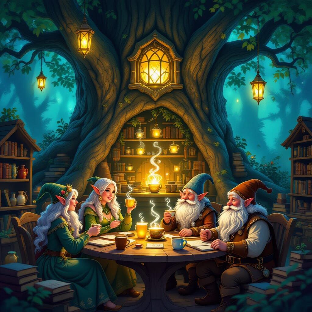 Enchanted Forest Cafe: Elves & Dwarves in Magical Treehouse