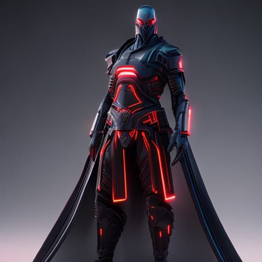 Cyberpunk Sith Lord in Epic Sci-Fi Cinematic Style