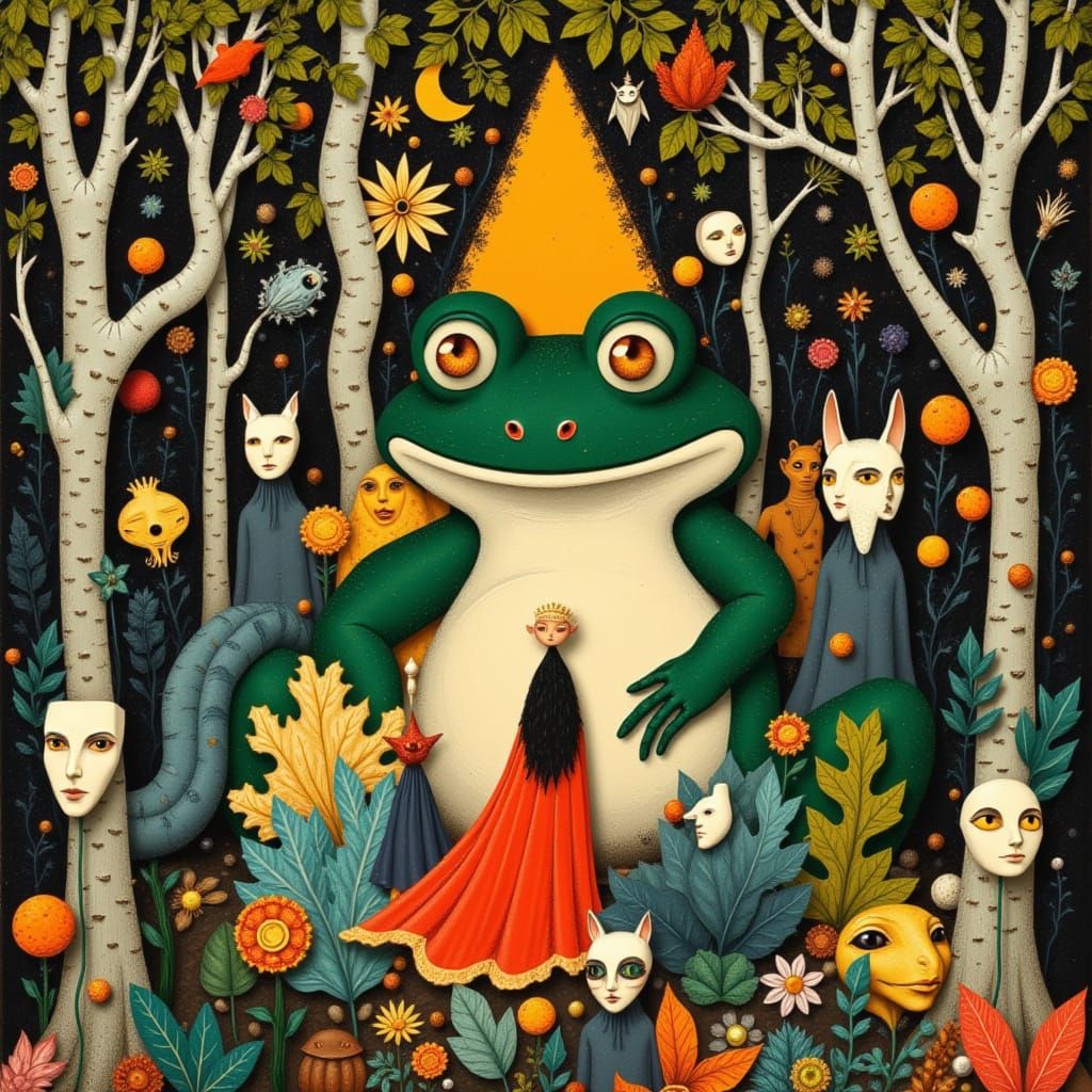 Giant Toad and Fox Bride in Matisse Style