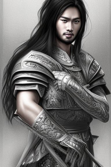 Handsome Warrior King in Palace Halls, Hyperrealistic