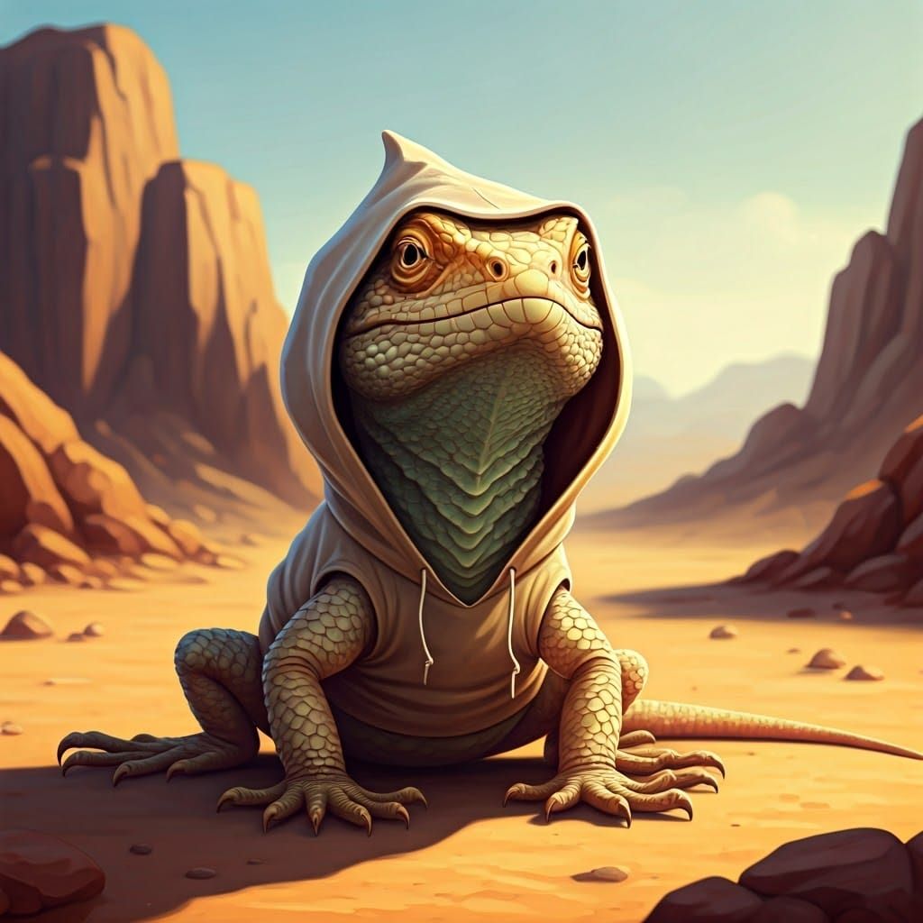 Quirky Lizard in Sunny Rock Landscape