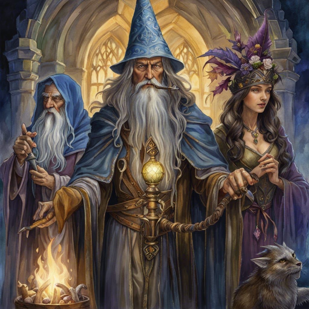 Sorcerers in Medieval Castle: A Mysterious, Hyper-Detailed S...