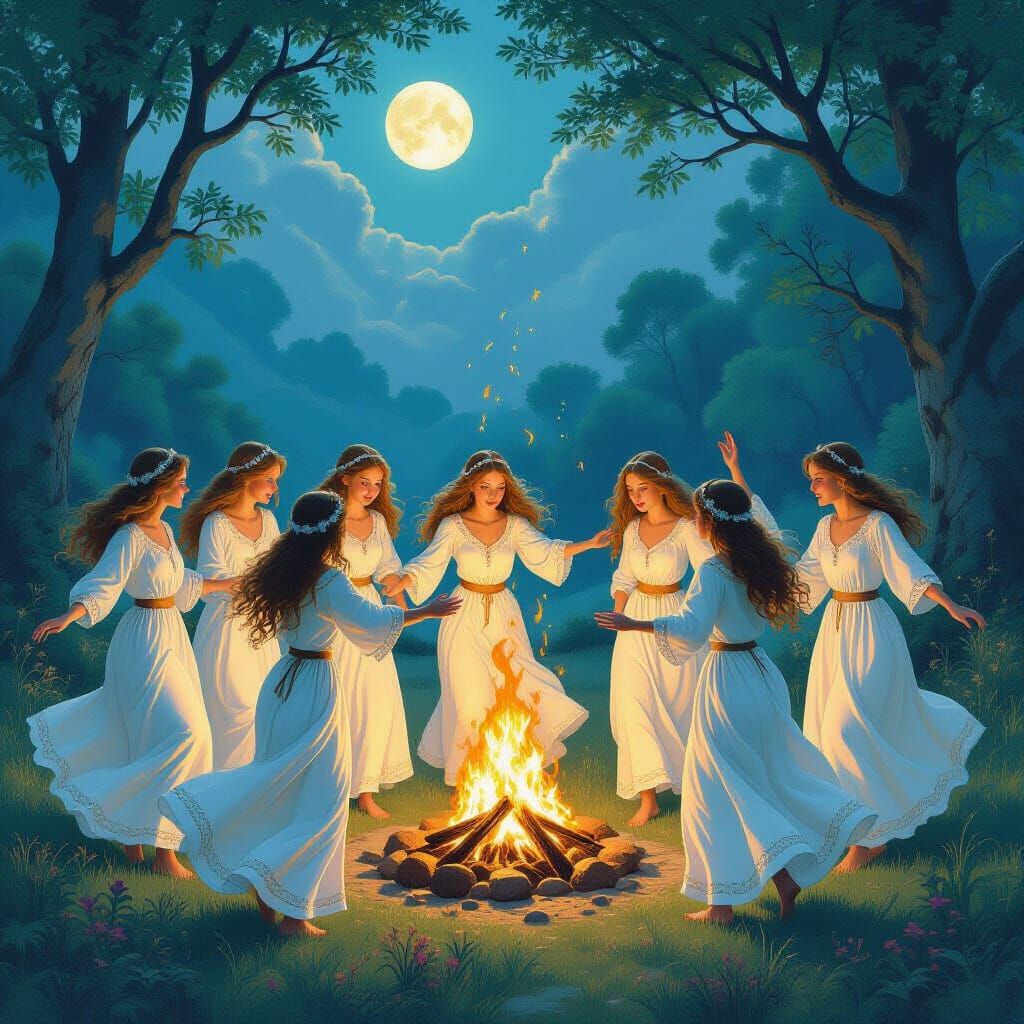 Pagan Ritual: Maidens Dance to Summon Faeries