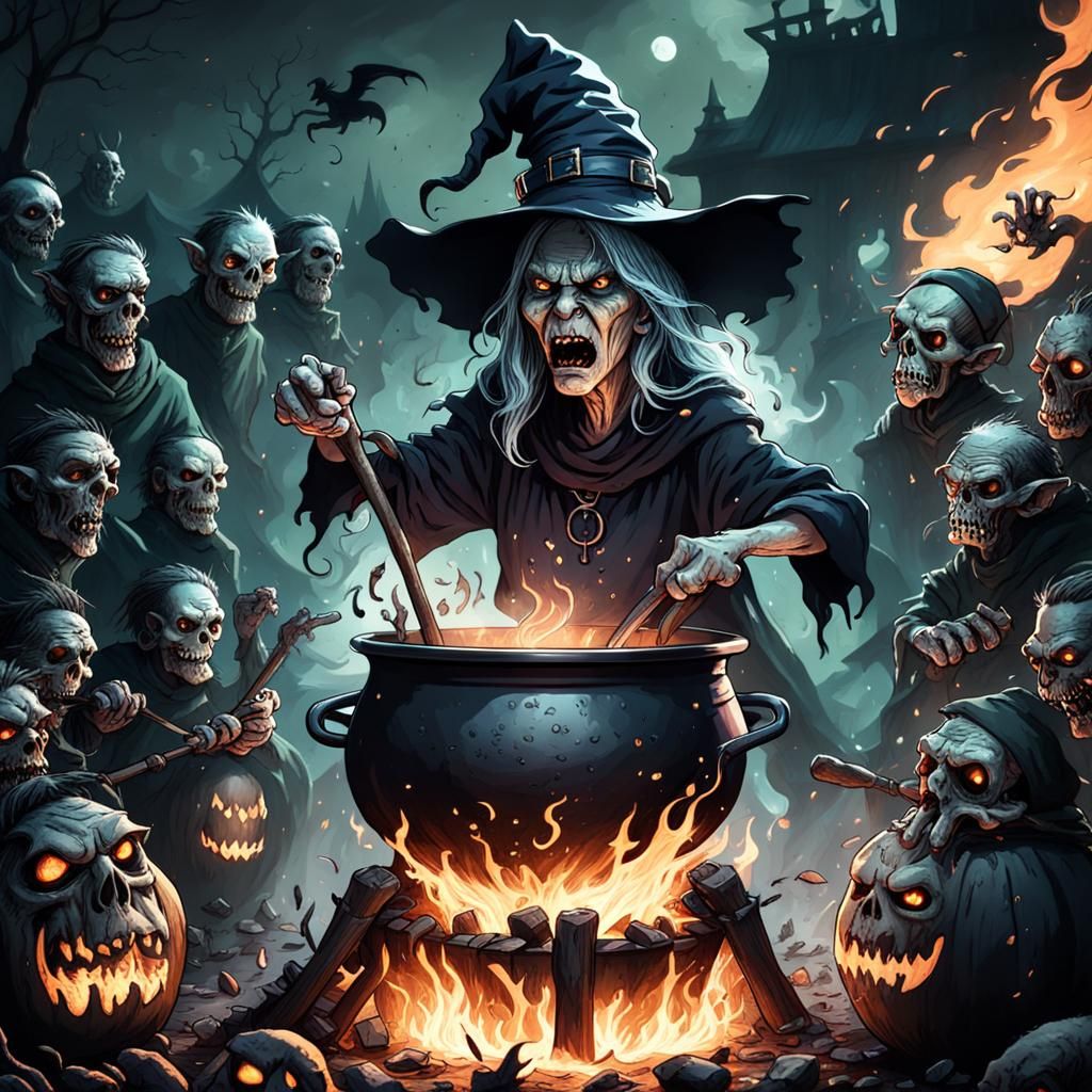 Macabre Witch Conjure Horror in a Dark Fantasy Cauldron