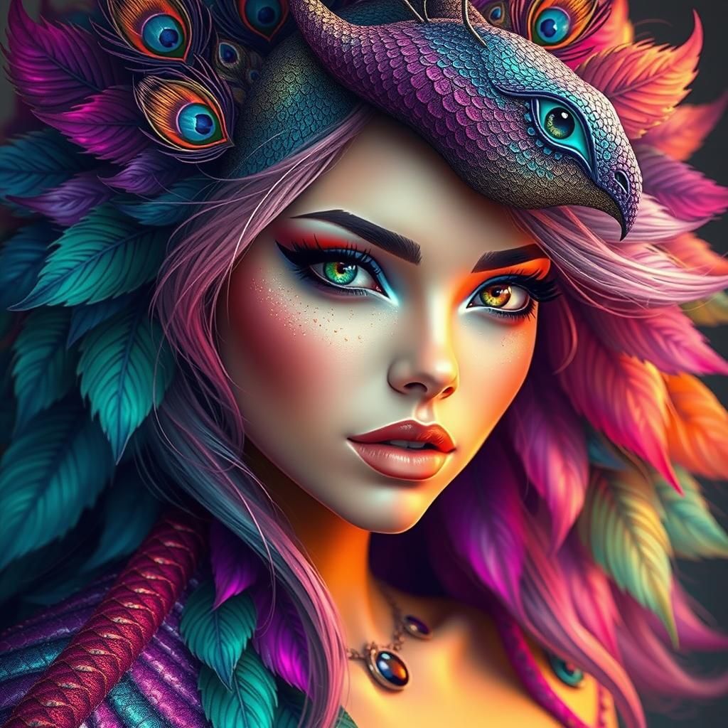 Enchanted Goddess with Emerald and Sapphire Eyes