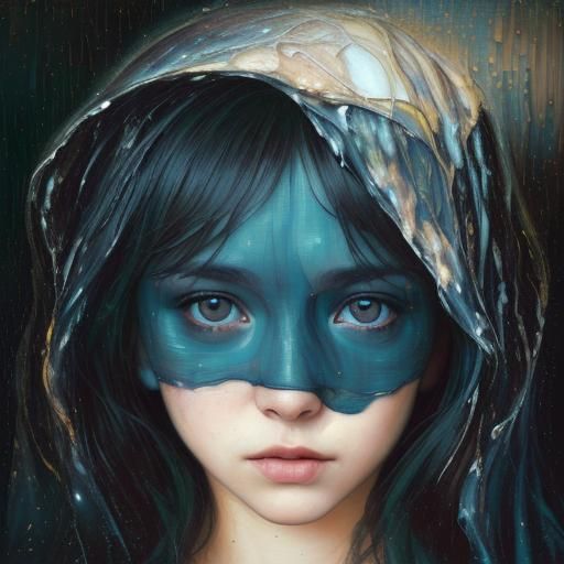 Surreal Portrait in Neo-Impressionist Oil Painting