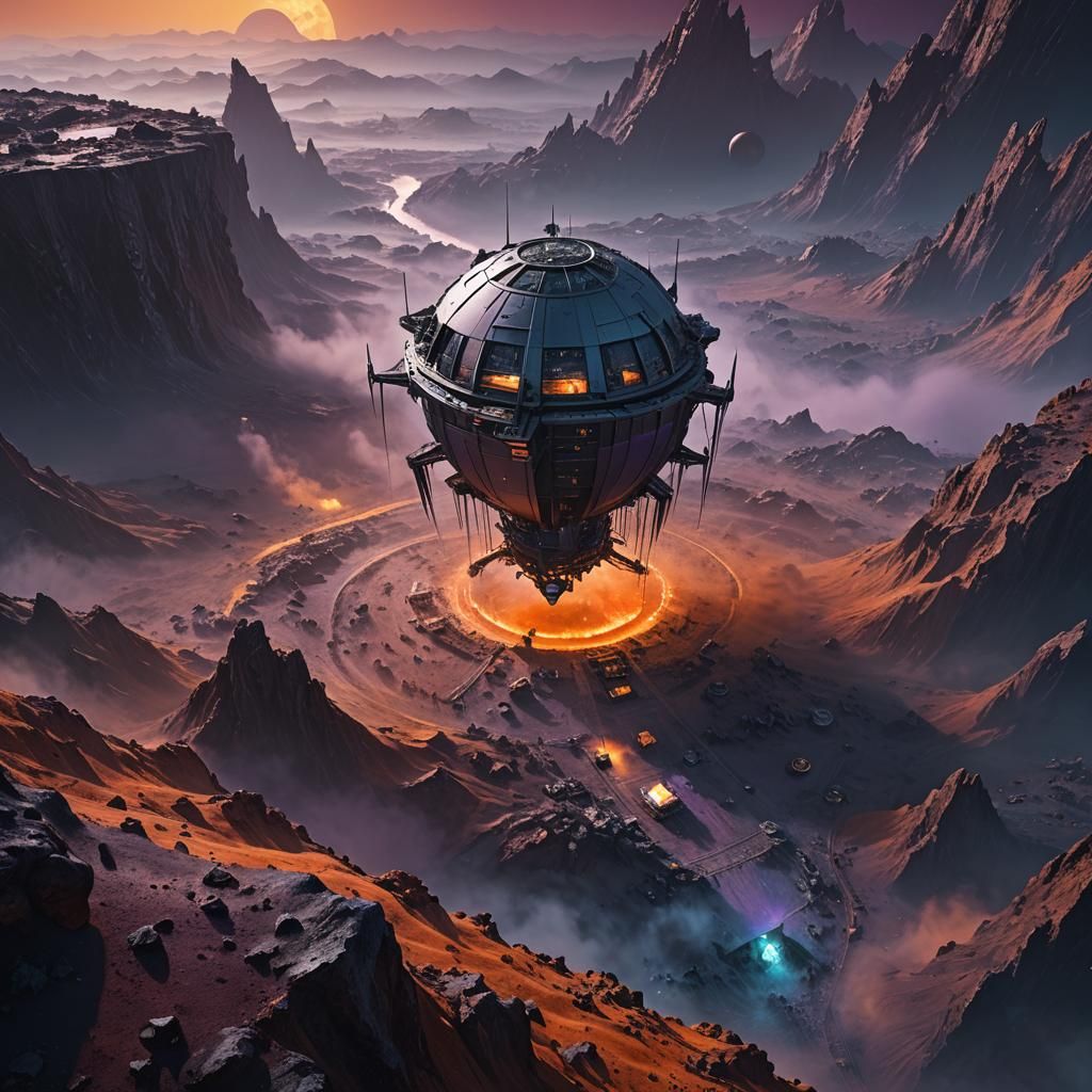 Moody Futuristic Moon Landing on Mystical Alien Landscape