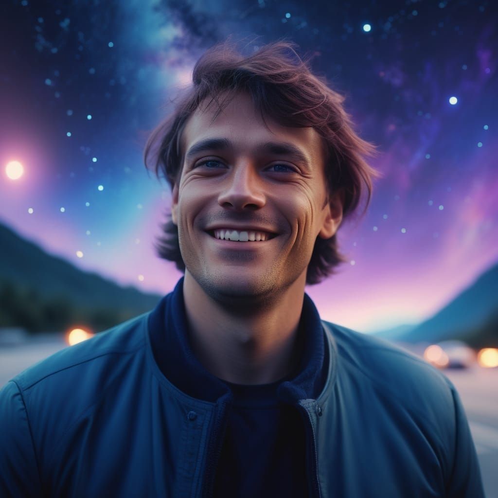 Ethereal Space Explorer in a Vibrant Galaxy