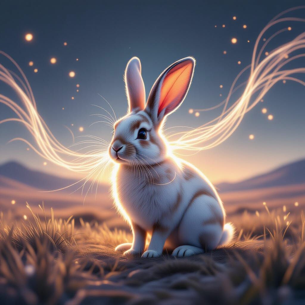Surreal Rabbit in Ethereal Landscape