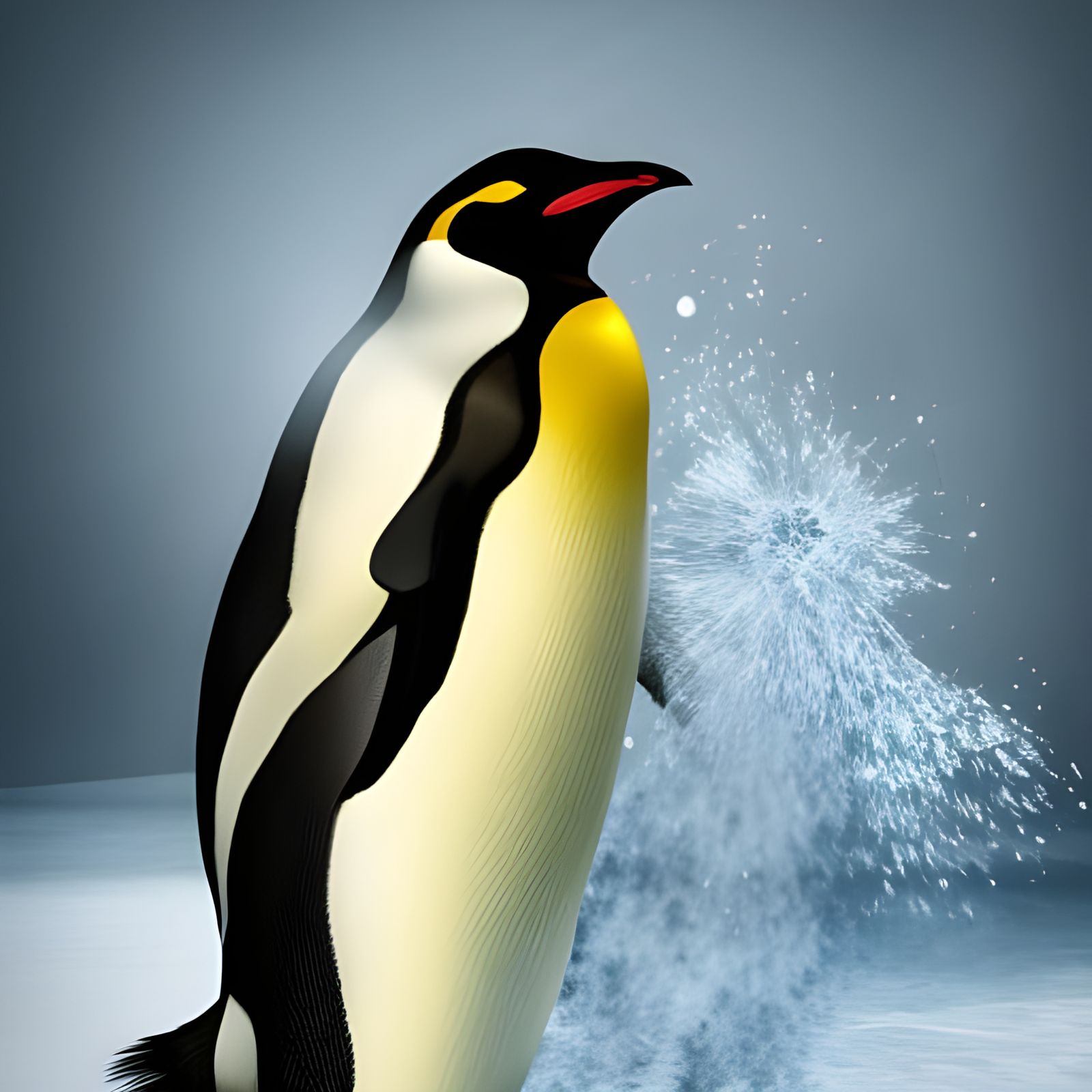 Hyperrealistic Emperor Penguin Portrait in Vivid Colors