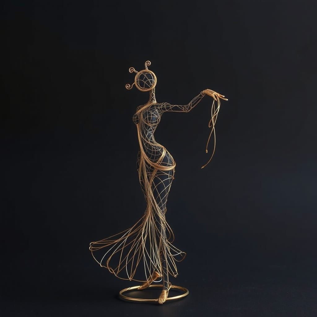 Dramatic Gold Flamenco Dancer in Geometric Style