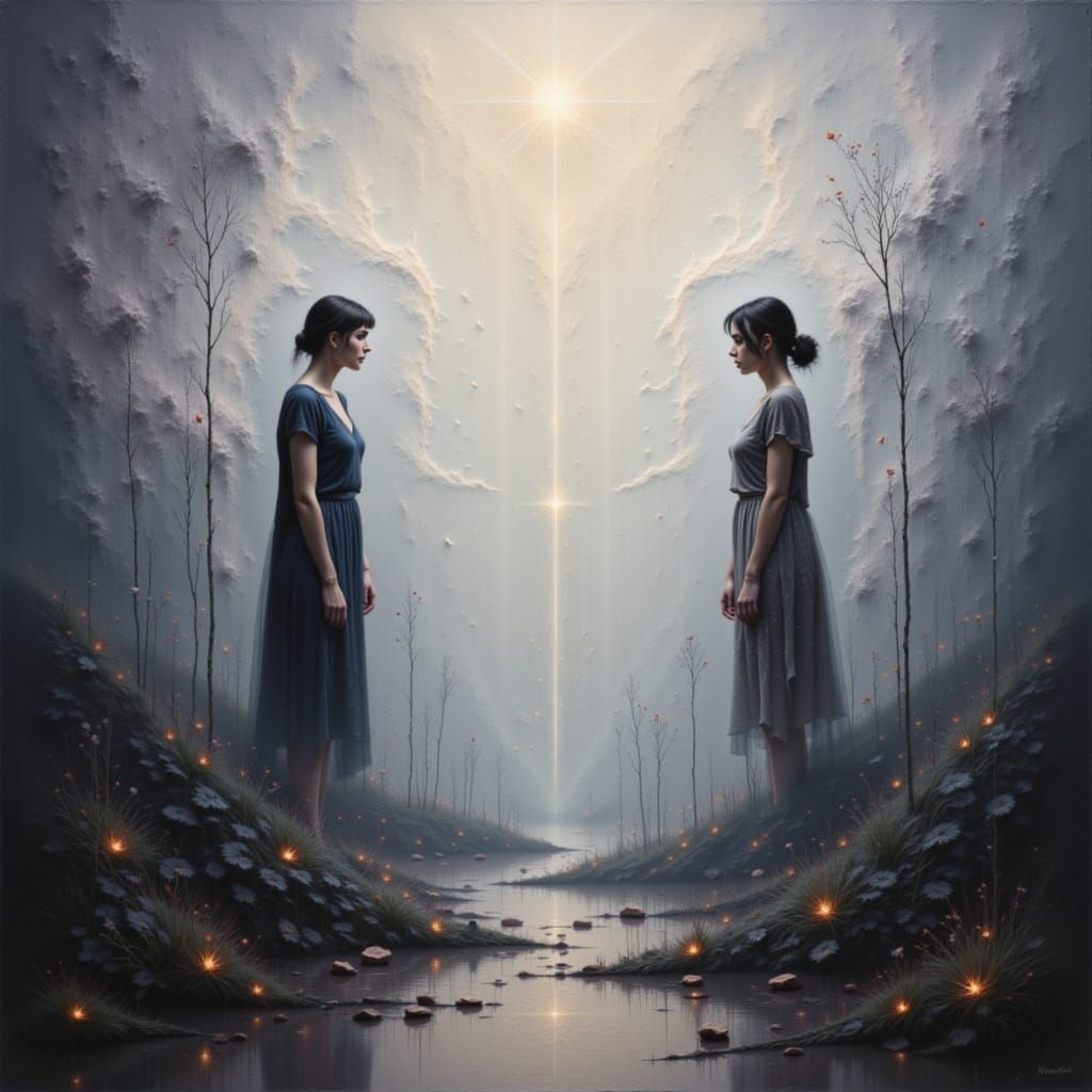 Melancholic Abstract Scene of Relationship Ending