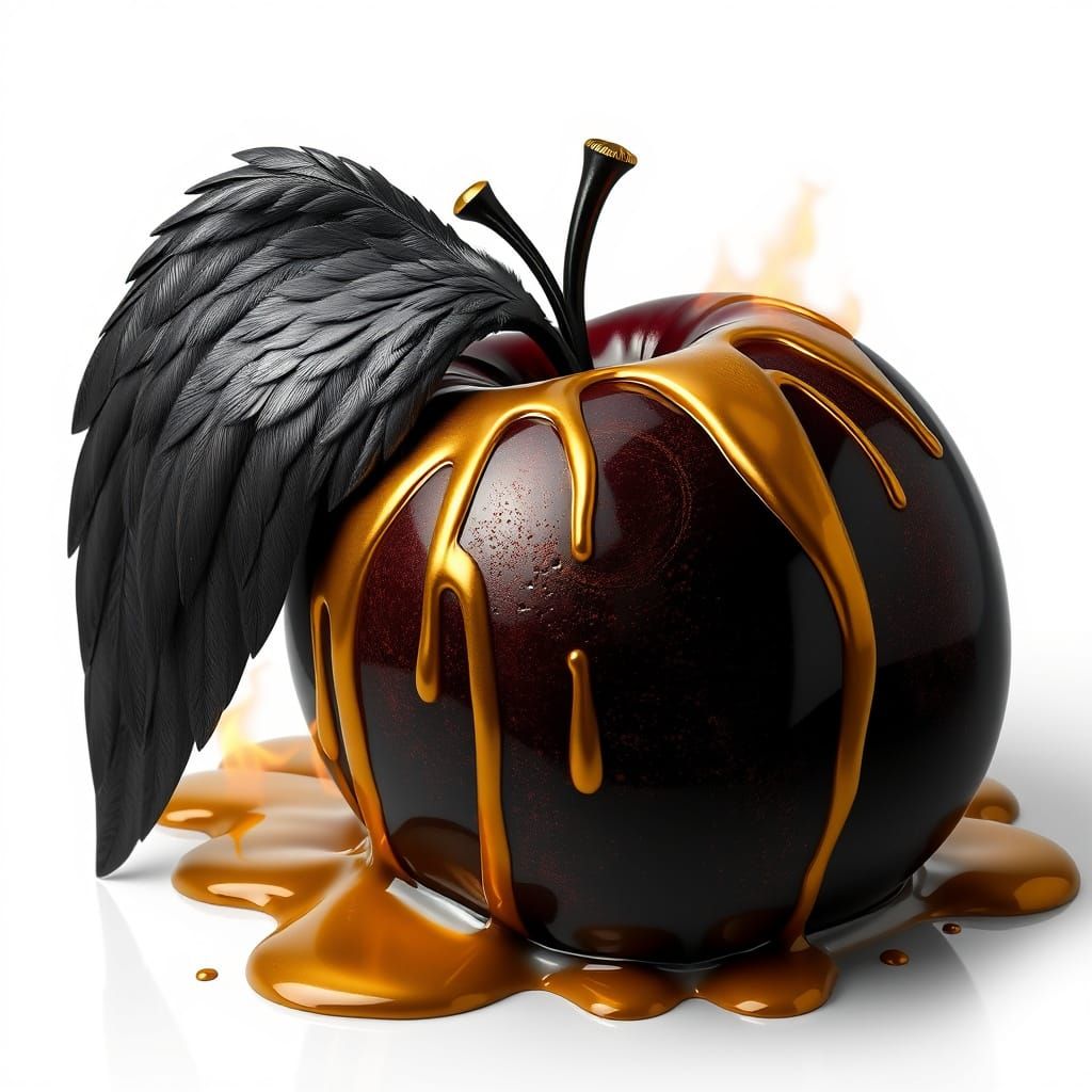 Fallen Apple with Wing in Hyperrealistic Style