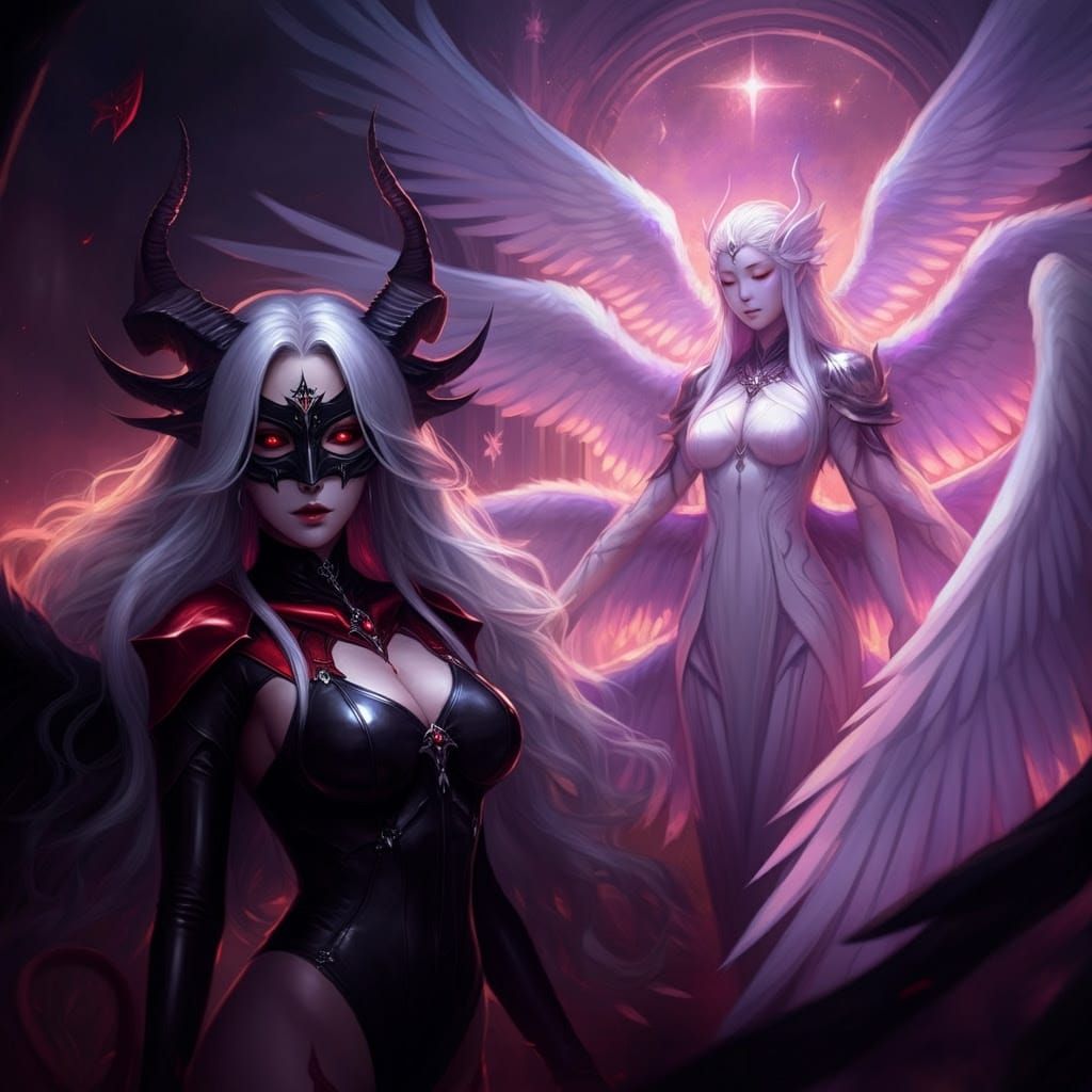 Angelic Duality: Dark Angel and Archangel Digital Art