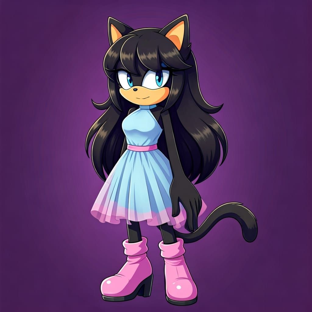 Black Cat Sonic Character in Party Dress