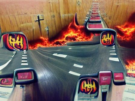 Epic Road to Descent in Fiery Landscape