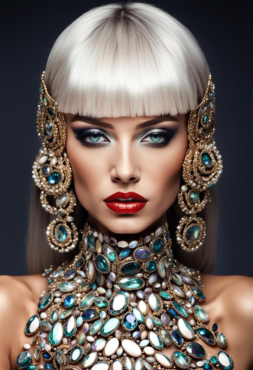 Glamorous Fashion Model with Rhinestone Makeup