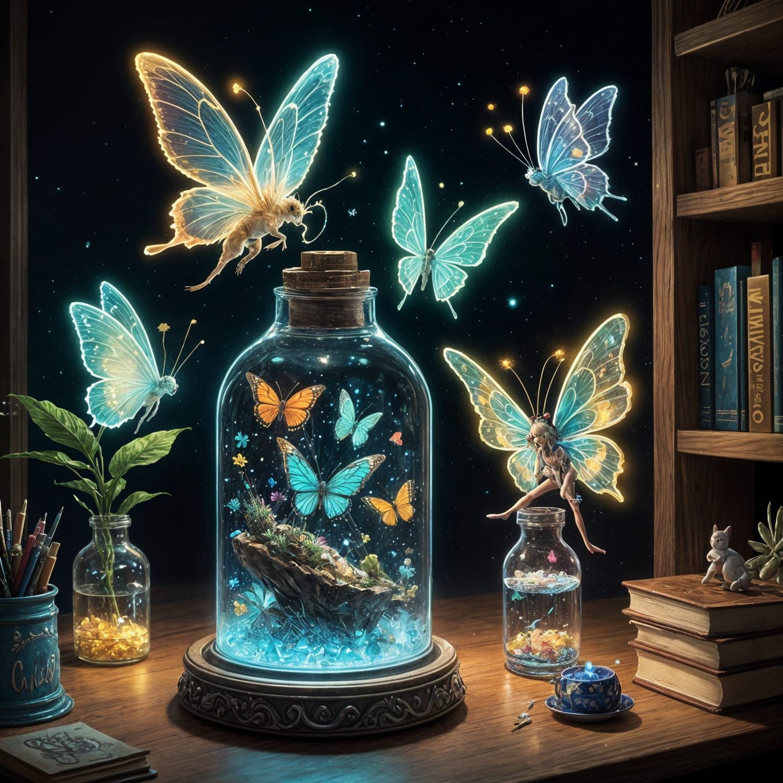 Magical Fairy Room with Glowing Potions