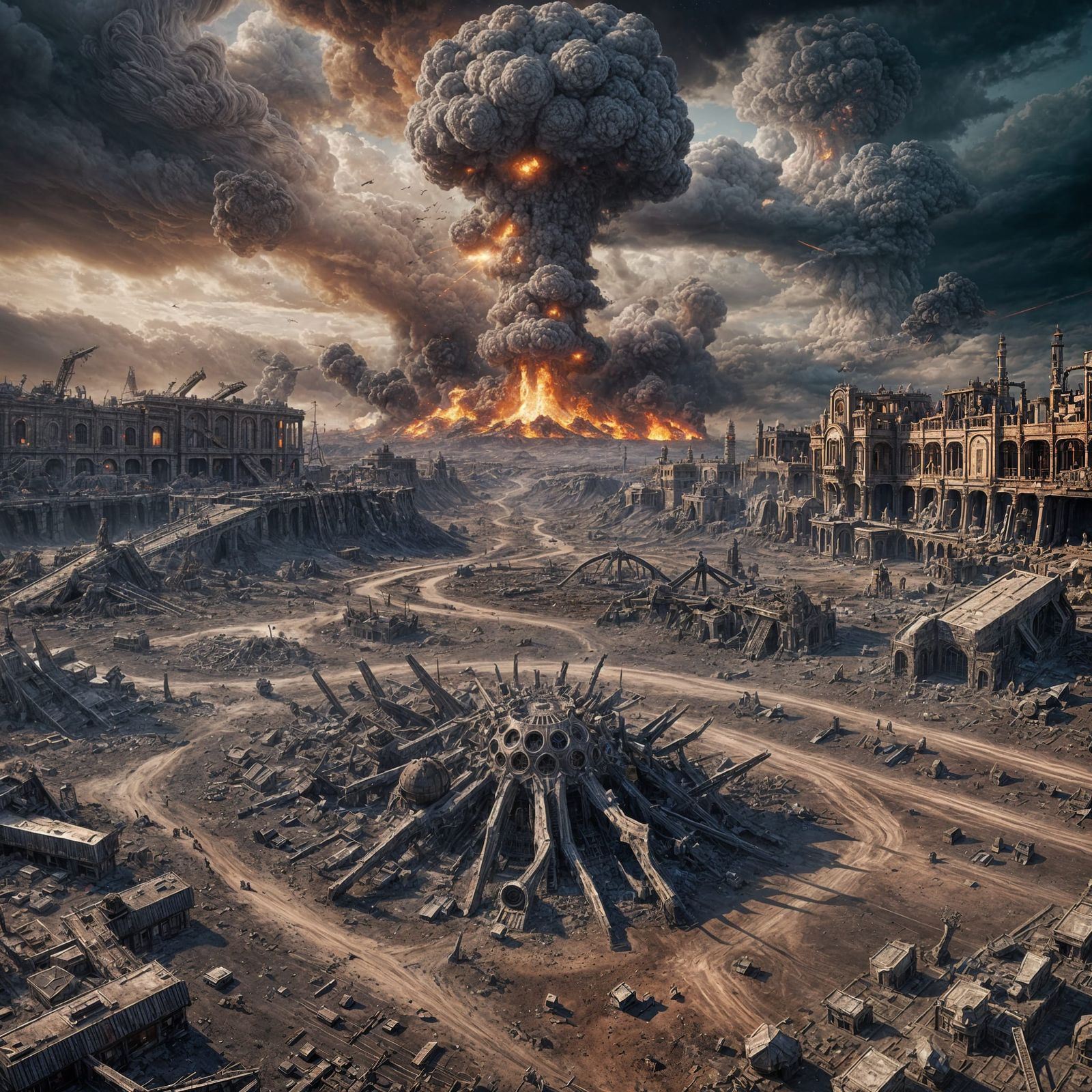 Apocalyptic Nuclear Explosion in Detailed Matte Painting