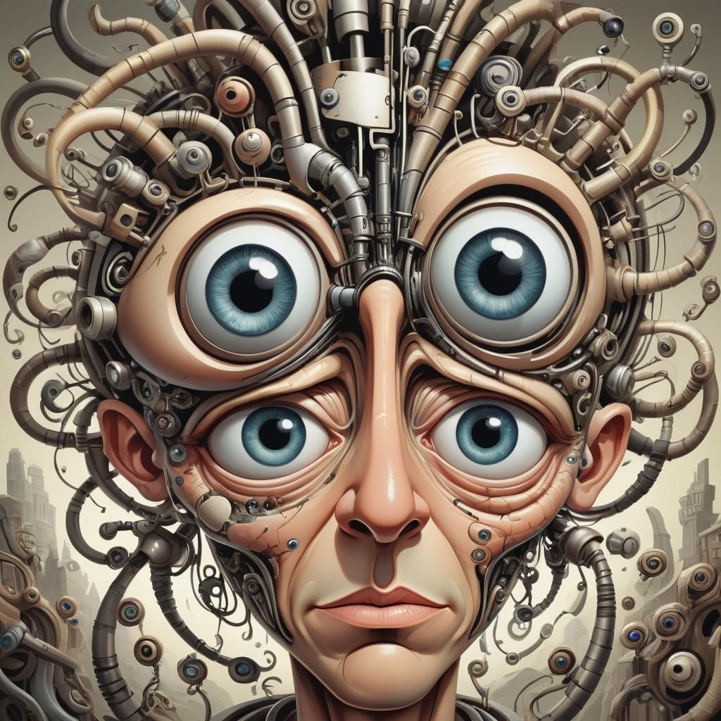 Vibrant Biometric Portrait in Exaggerated Cartoon Style