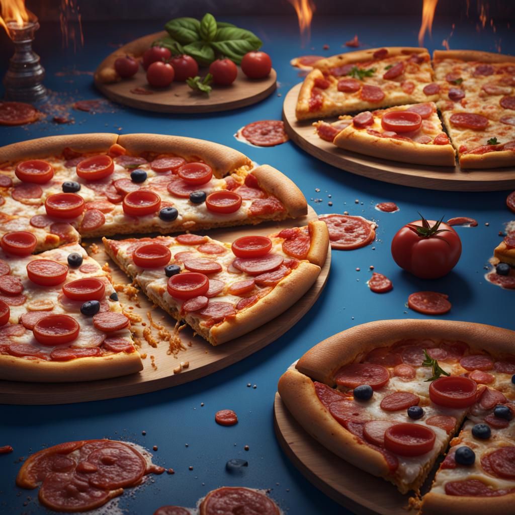 Surreal Pizza Scene in Deep Fantasy Concept Art