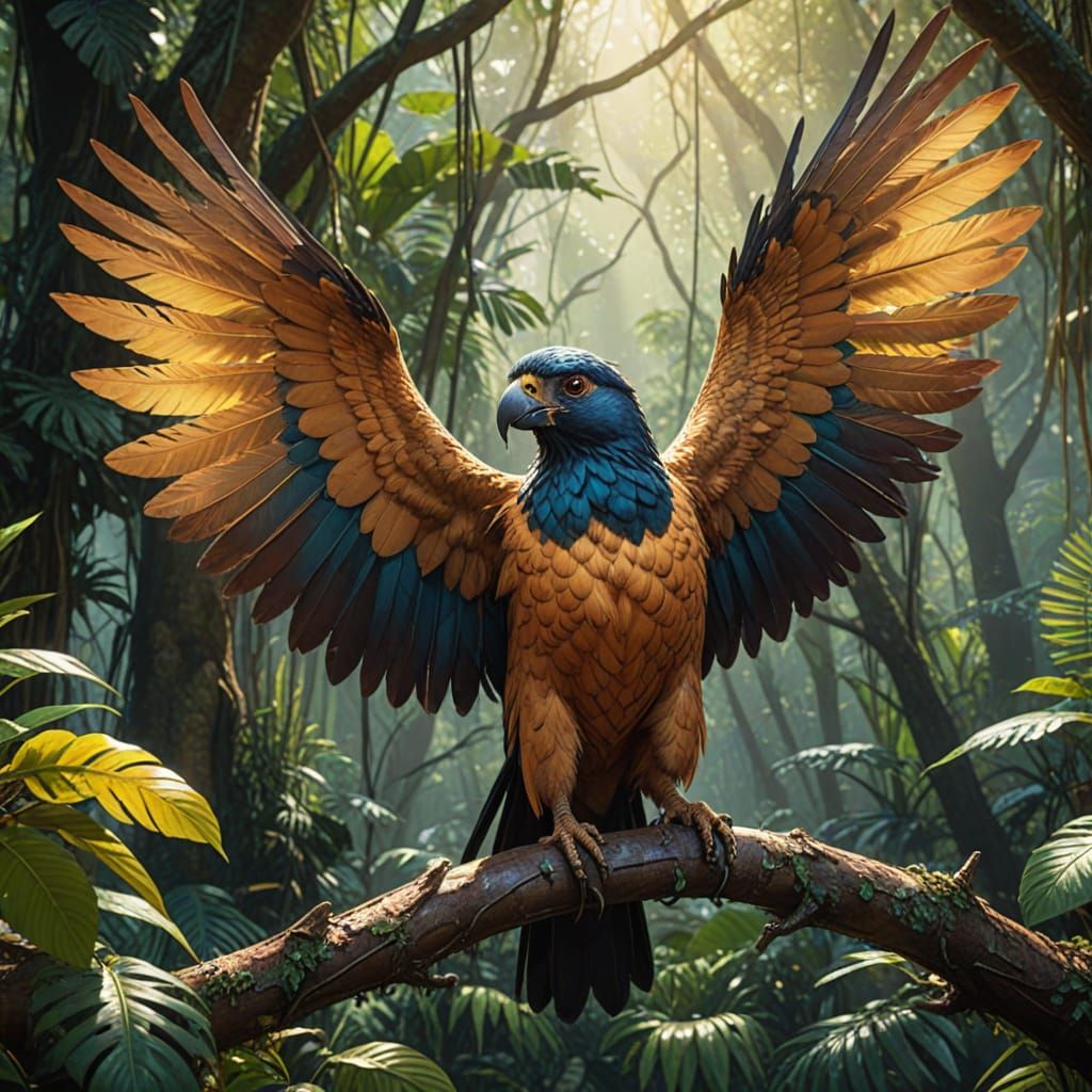 Harpy Eagle in Jungle Canopy, Fantasy Art