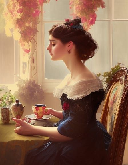 Elegant Victorian Siren in Vibrant Triadic Colors