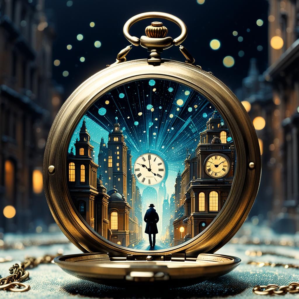 A Pocket Watch Wonderland in Vintage Art Style