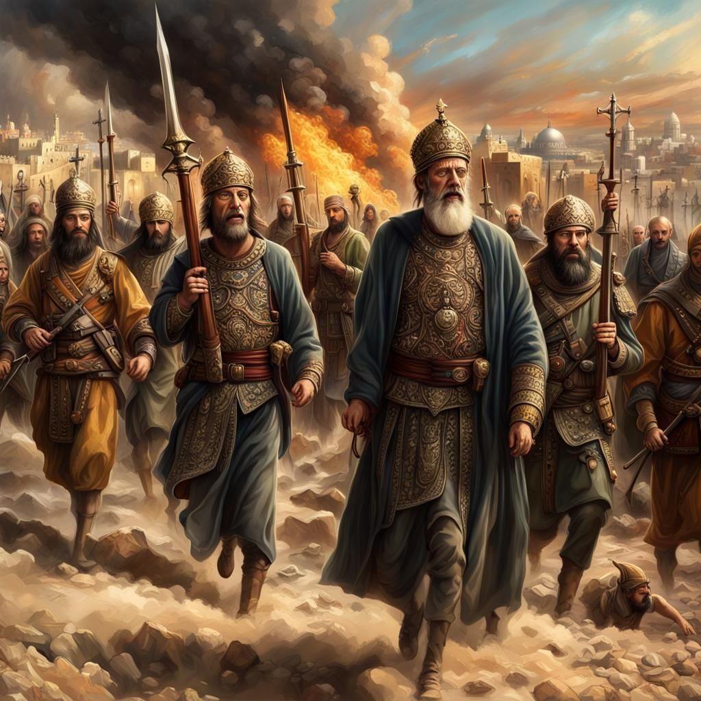 Surreal Holy War Scene in Epic Dark Fantasy Style