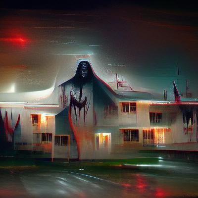 Haunted Highway Motel in a Dark Cyberpunk Aesthetic