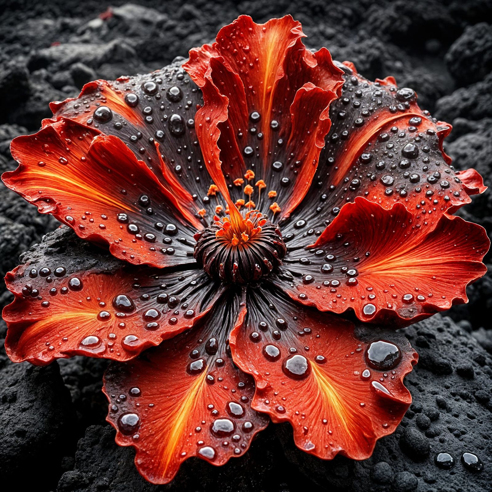 Lava Flower with Dripping Magma: Stunning Composition
