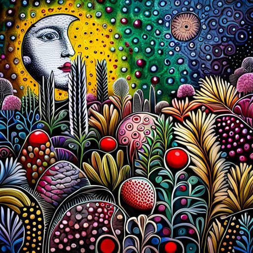 Garden of Surreal Beauty in Vibrant Colors