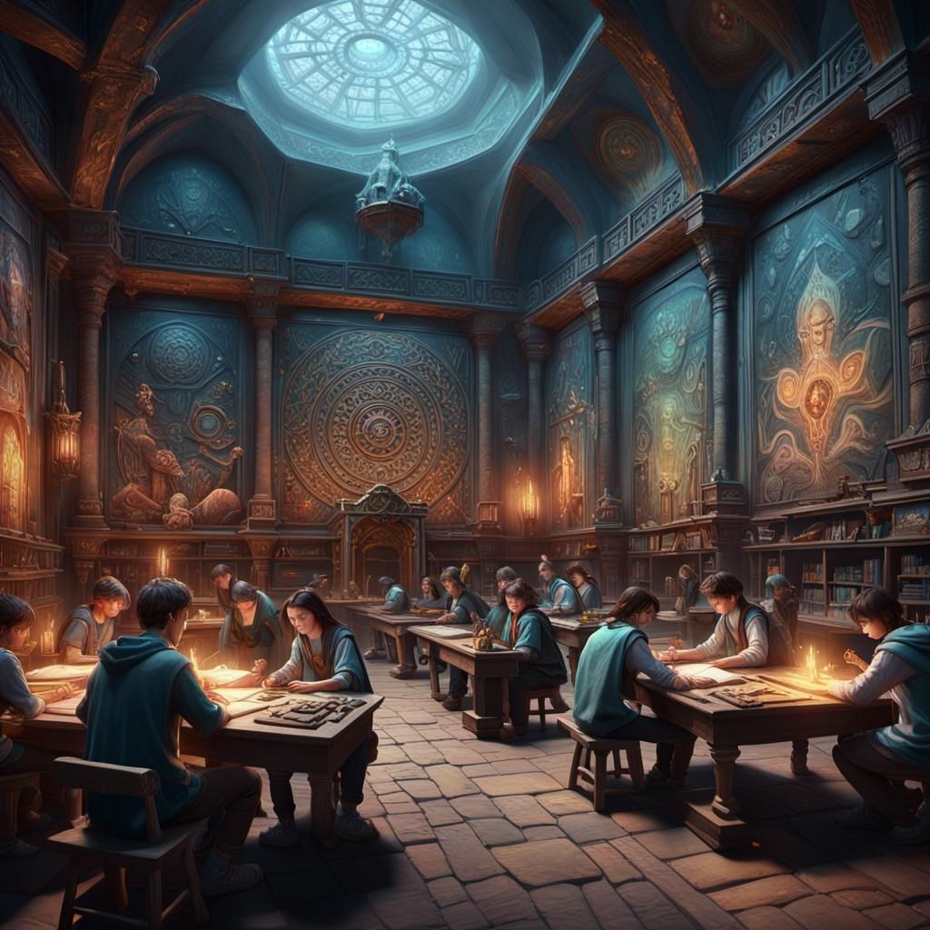 Fantasy Classroom Scene in Intricate Detail