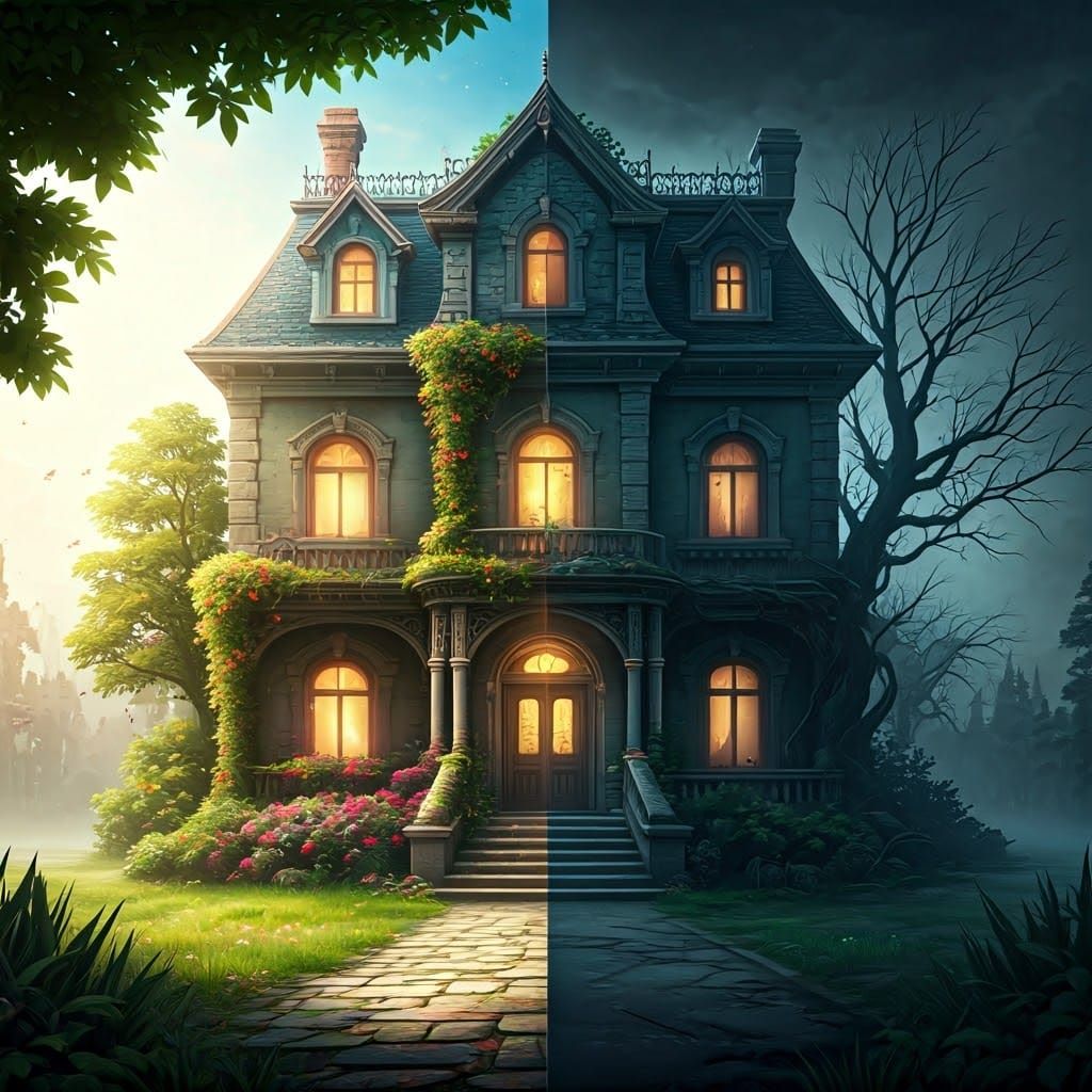 Contrasting Abandoned Mansion in a Dazzling Paradise