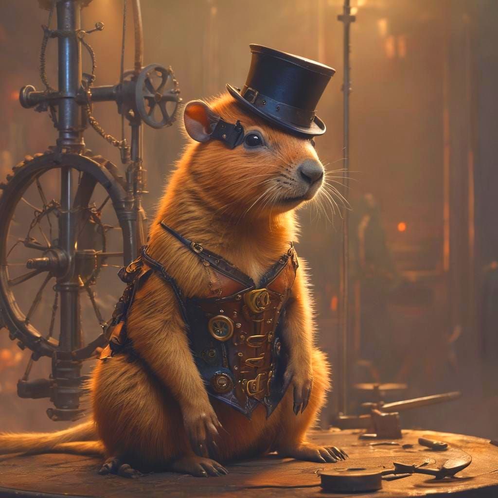 steampunk baby capybara