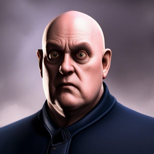 Uncle Fester, Addams Family close up portrait, published