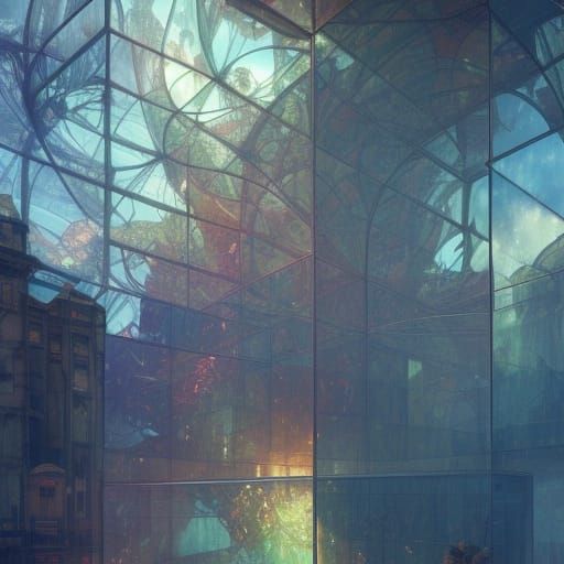 Vibrant Glass Cube Explodes with Triadic Colors