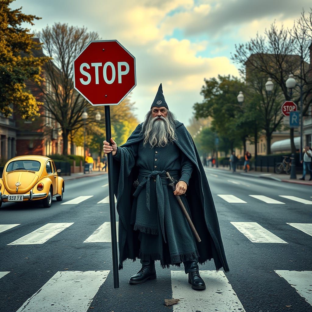 Mystical Wizard Stands Firm Against Chaos at Abbey Road Cros...