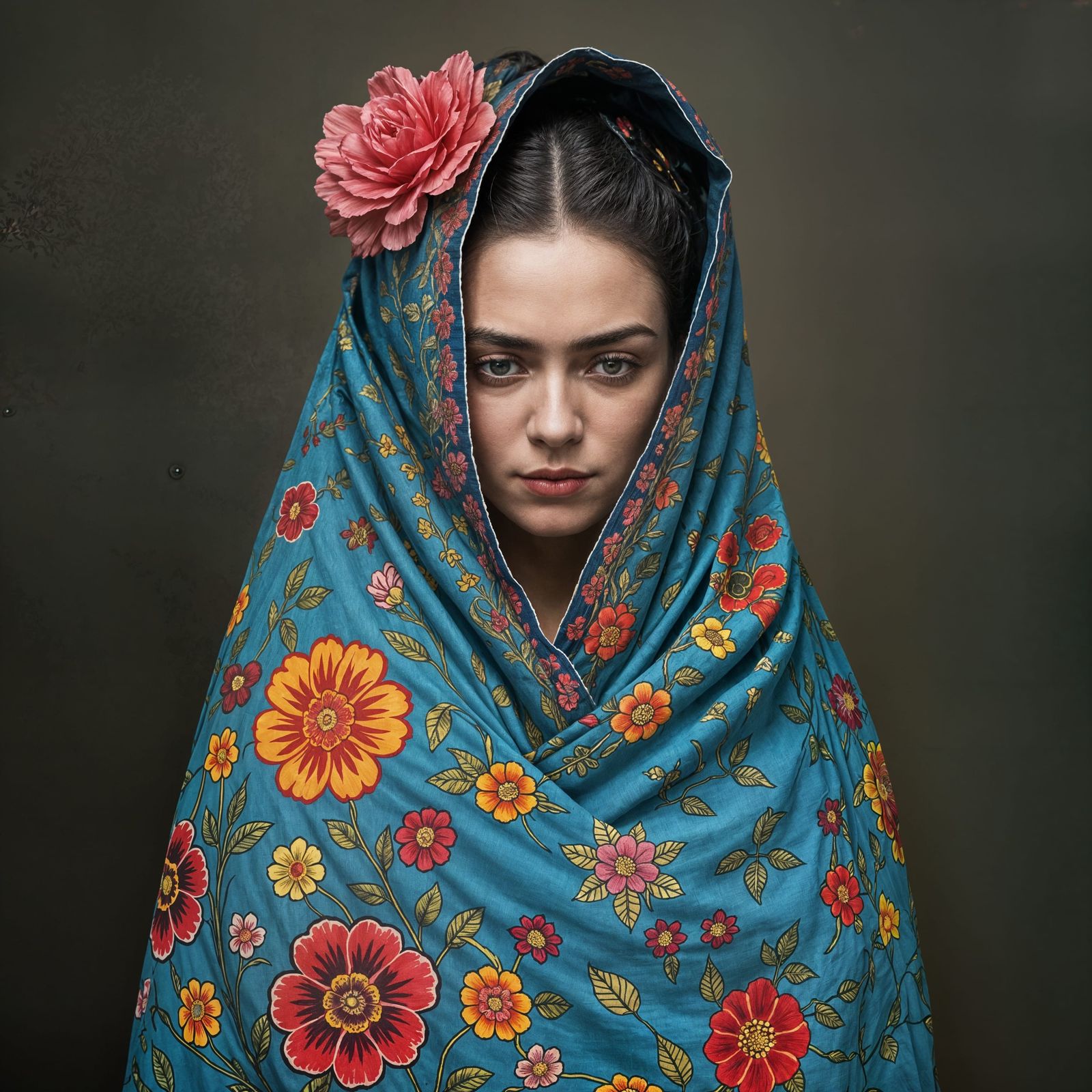 Frida Kahlo's Whimsical Burial Shroud in Vibrant Mexican Fol...