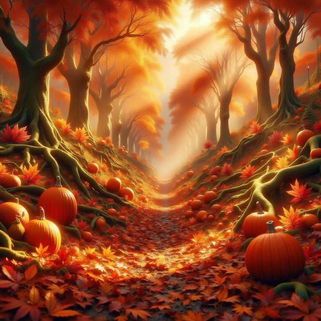 Happy Thanksgiving Autumn Landscape