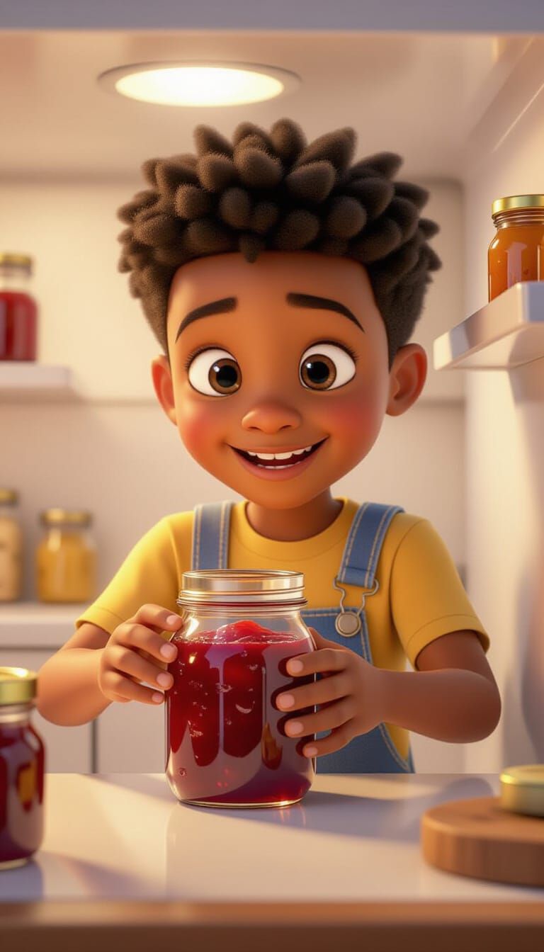 Proud Boy Seals Homemade Jam in Pixar Style