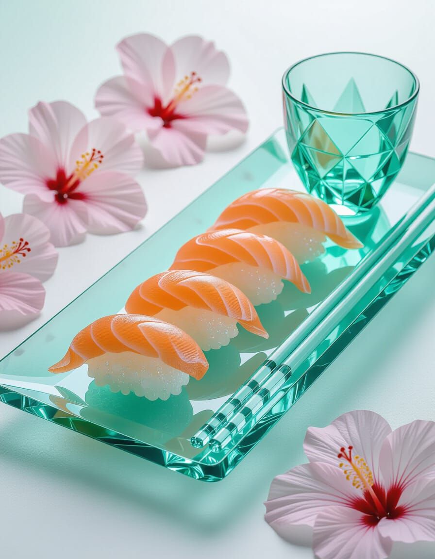 Exquisite Glass Nigiri Sushi Still Life
