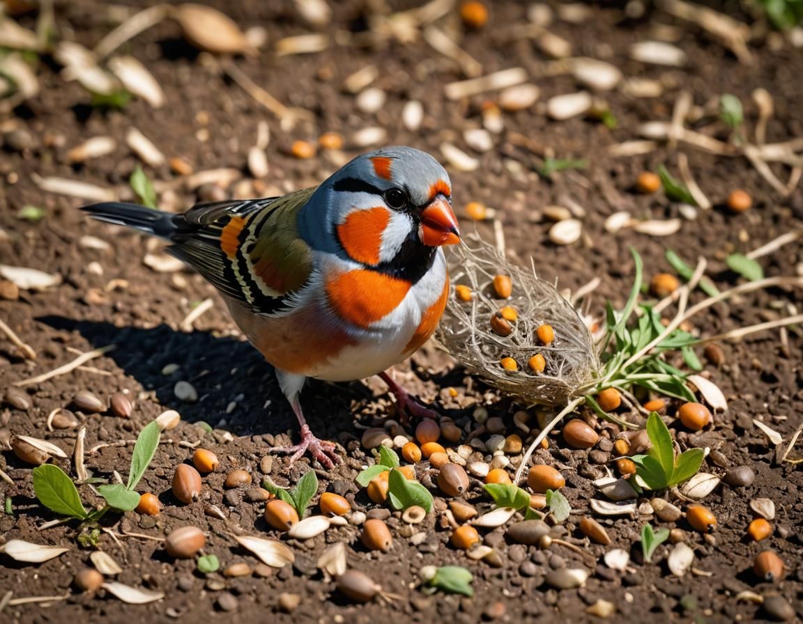 Australian Zebra Finch in Sun-Drenched Clearing
