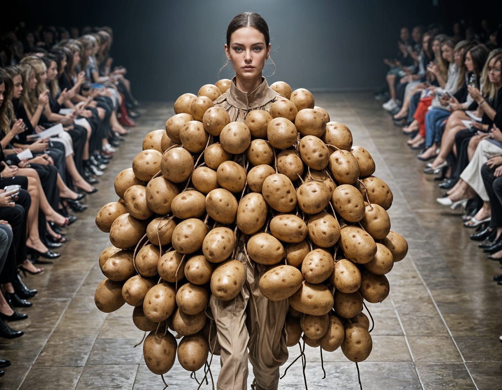 Potato Fashion Model Struts Catwalk