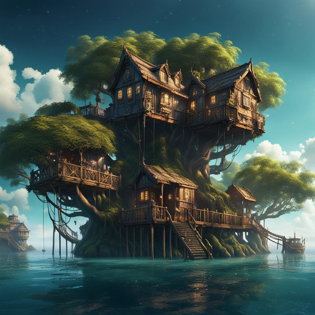 Fantastical Ocean Tree Houses in Vivid Colors