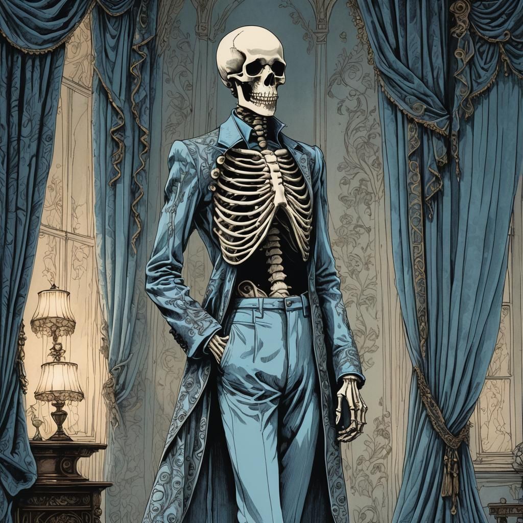 Surreal Gothic Fashion Illustration in Edward Gorey Style