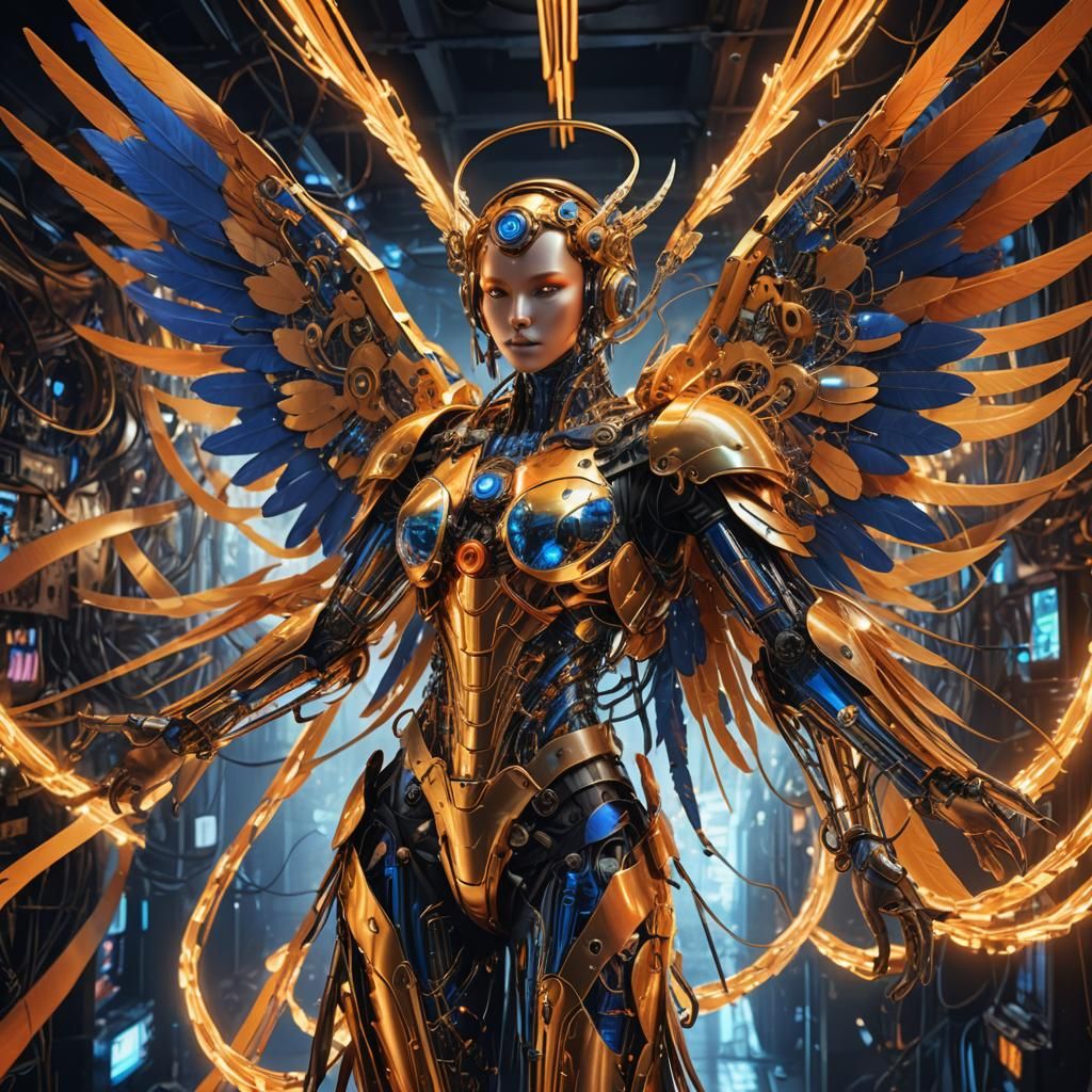 Cyber Angel Rises Among Gears