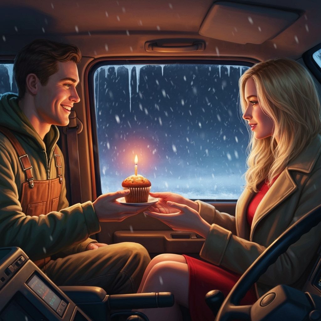 Birthday Muffin Surprise in Snowy Truck